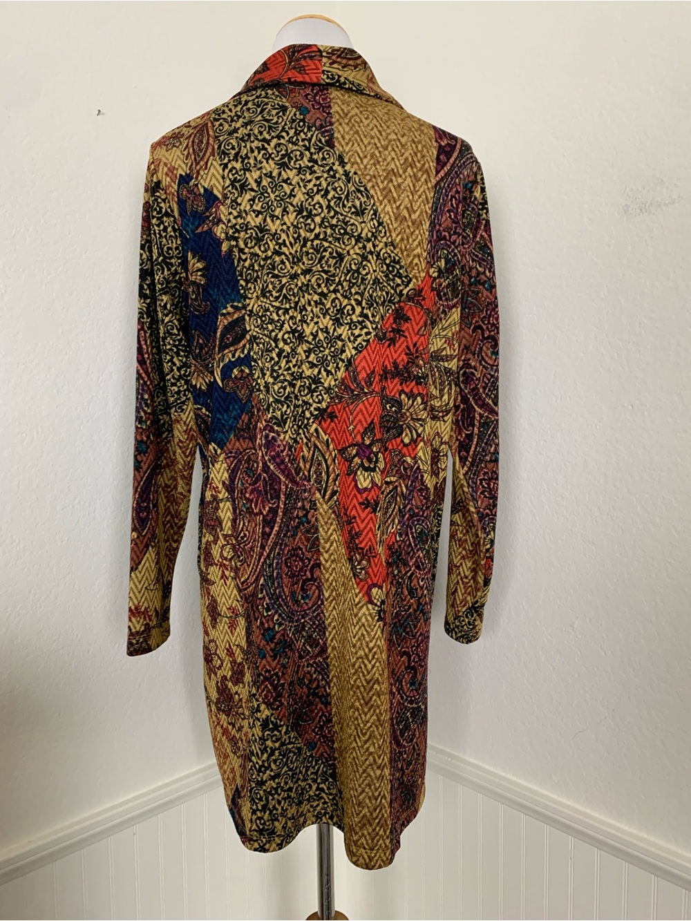 Susan Graver Longline Paisley Cardigan Topper Women’s MP One Button Colorful - Picture 10 of 14